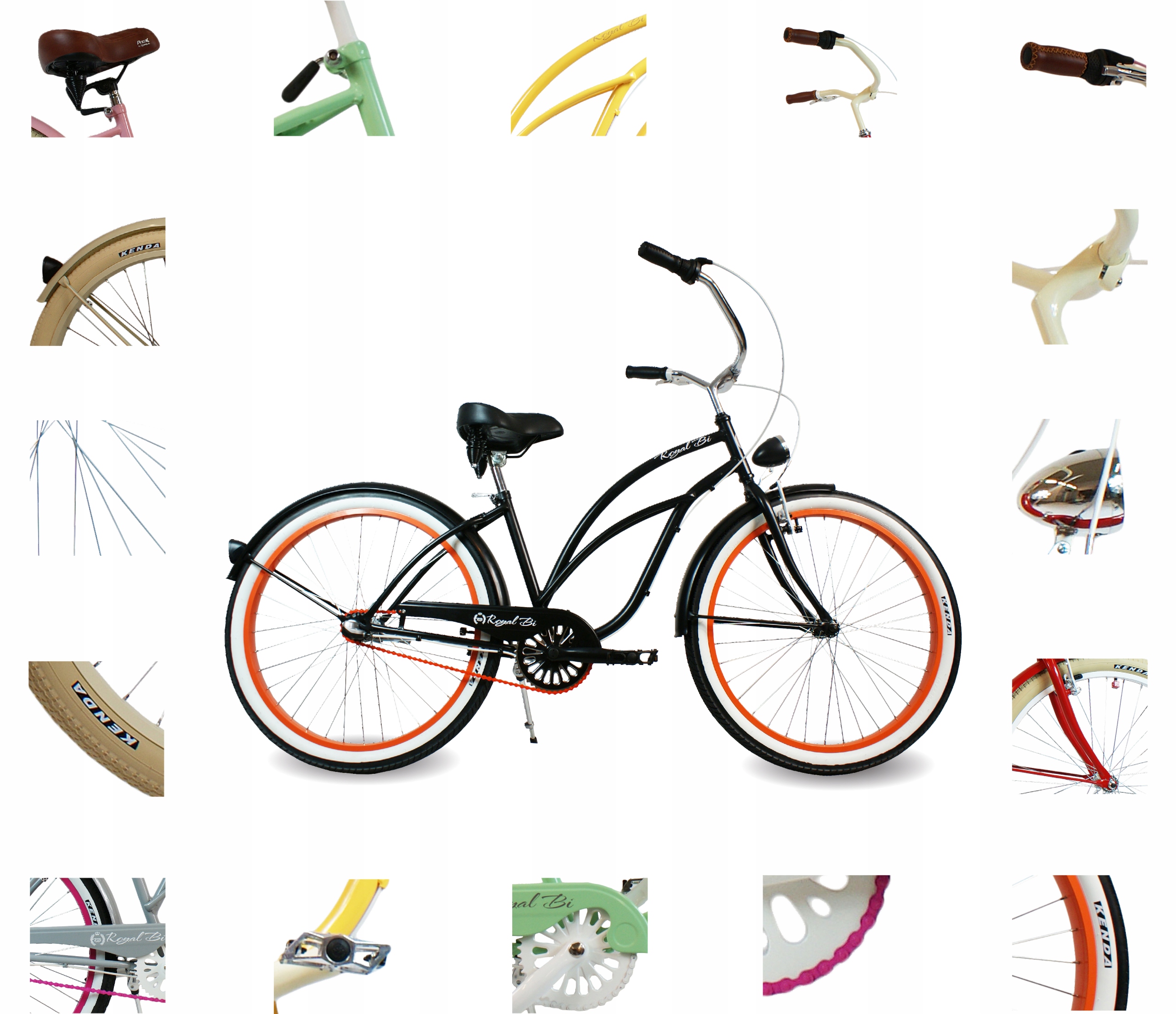 Cruiser Royalbi Bike Prispôsobený rámec 18,5 palca 26 Multi -Colored